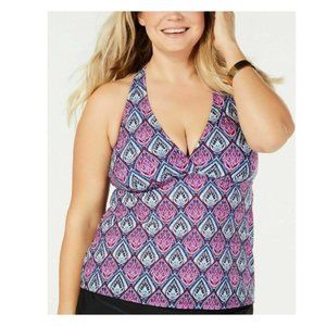 Island Escape Plus Size Heaven Sent Printed Underwire H-Back Tankini Top